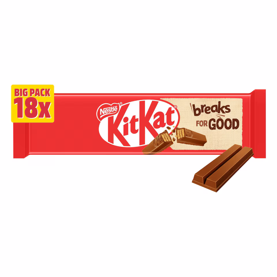KitKat 2 Finger Milk Chocolate Biscuit Bars 18 Pack Multipack 372.6g 