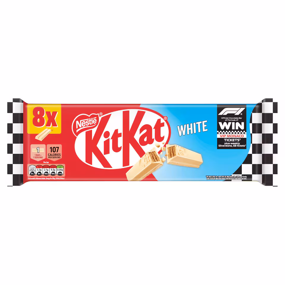 KitKat 2 Finger White Biscuit Bars 8 Pack Multipack 165.6g
