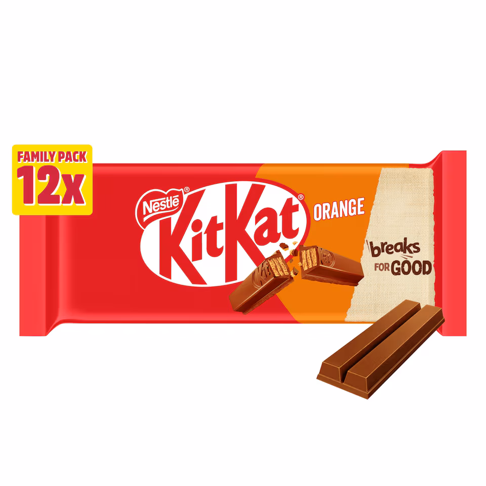 KitKat 2 Finger Chocolate Orange Biscuit Bars 12 Pack Multipack 248.8g