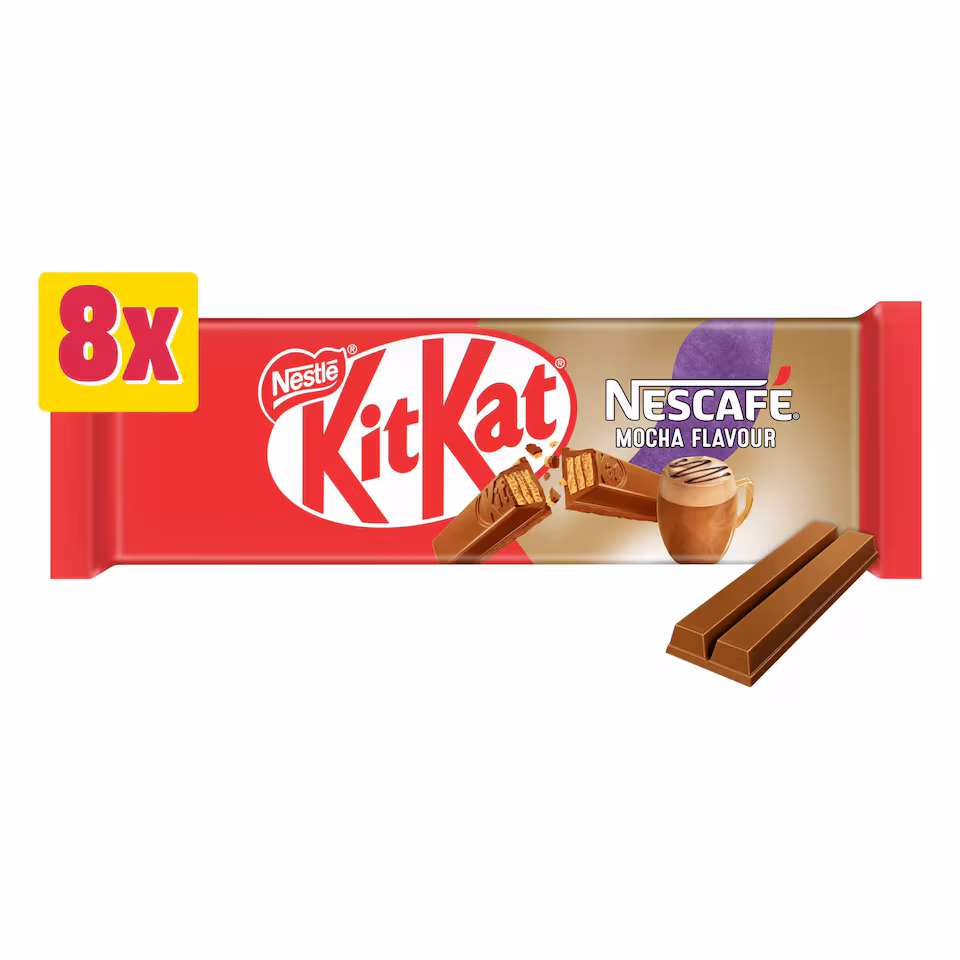 KitKat 2 Finger Mocha Flavour Chocolate Biscuit Bars 8 Pack Multipack 165.6g