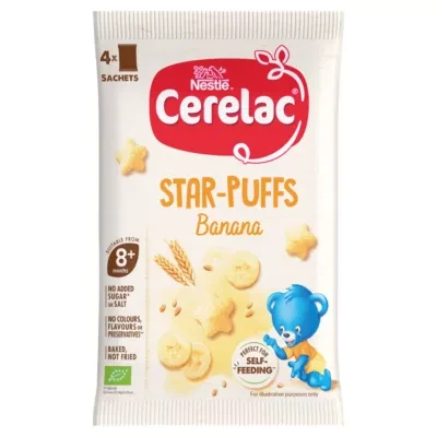 Cerelac Banana Star-Puffs Baby Food Snack 8+ Months 4 x 7g (28g)