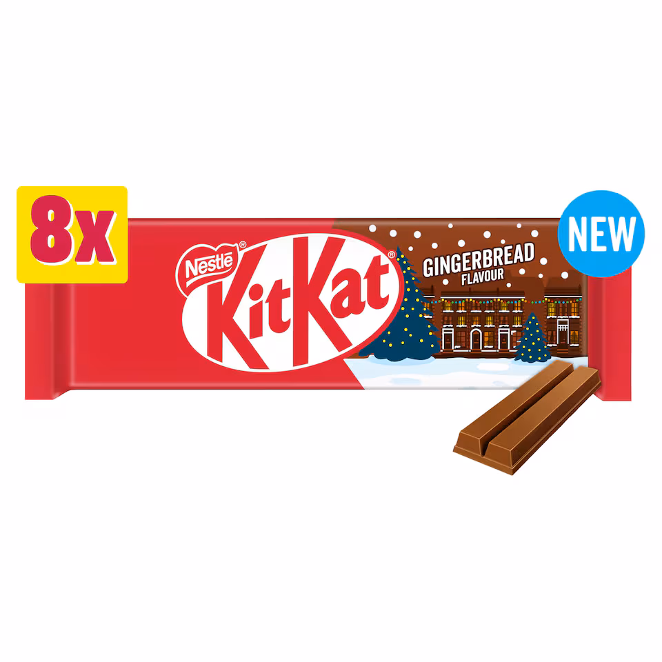 Kit Kat 2 Finger Gingerbread Chocolate Bar Multipack, 8 Pack 20.7g