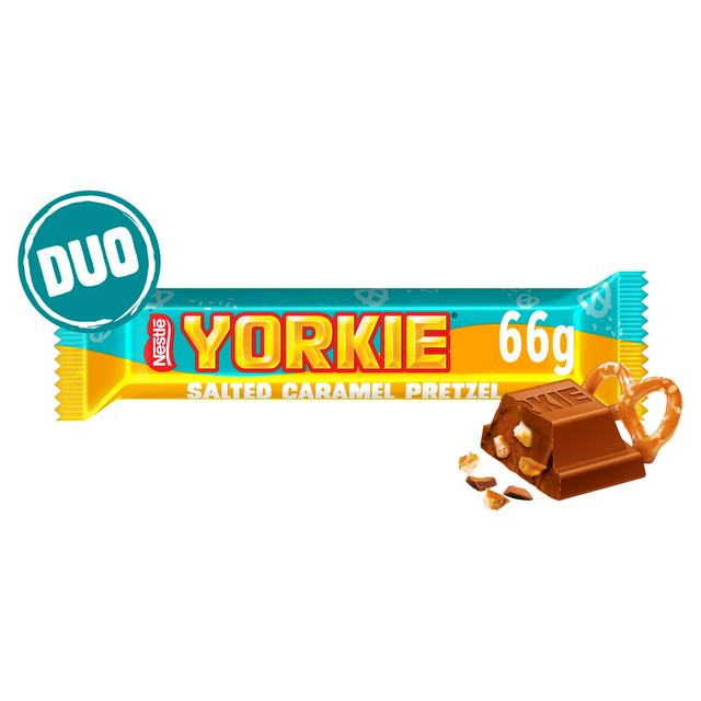 Yorkie 66g Salted Caramel Pretzel Milk Chocolate Duo Bar