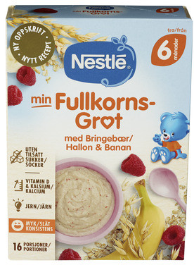 Min Fullkornsgrøt Bringebær Banan 6m 410g