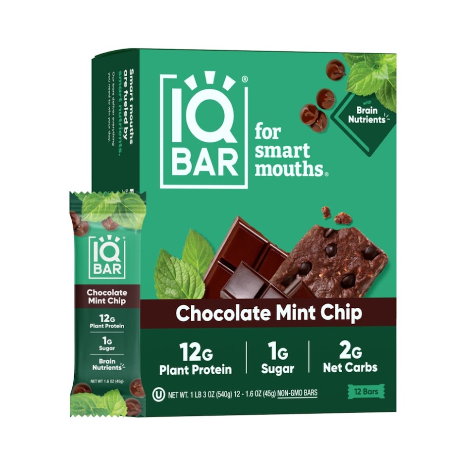 IQBar Chocolate Mint Chip Bars 1.6oz (45g) x 12
