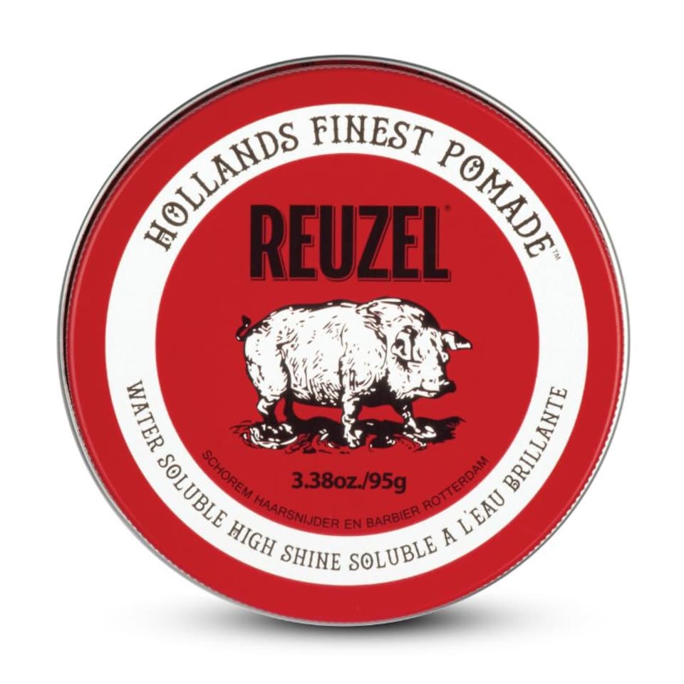 Reuzel Red Pomade Medium Hold High Shine Pomade For Men, Water Soluble, 3.38oz 95g
