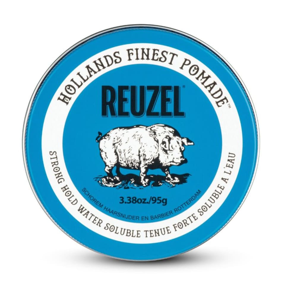 Reuzel Blue Strong Hold Pomade,Strong Hold Pomade For High Shine Look Water Soluble With A Vanilla Scent 3.38oz 95g