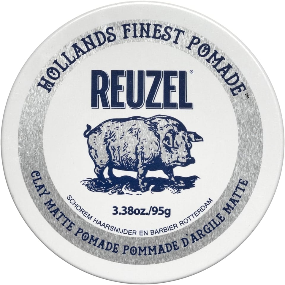 Reuzel Matte Clay Pomade, No Shine Pomade With A Medium Hold For A Natural Style And Finish 3.38oz 95g