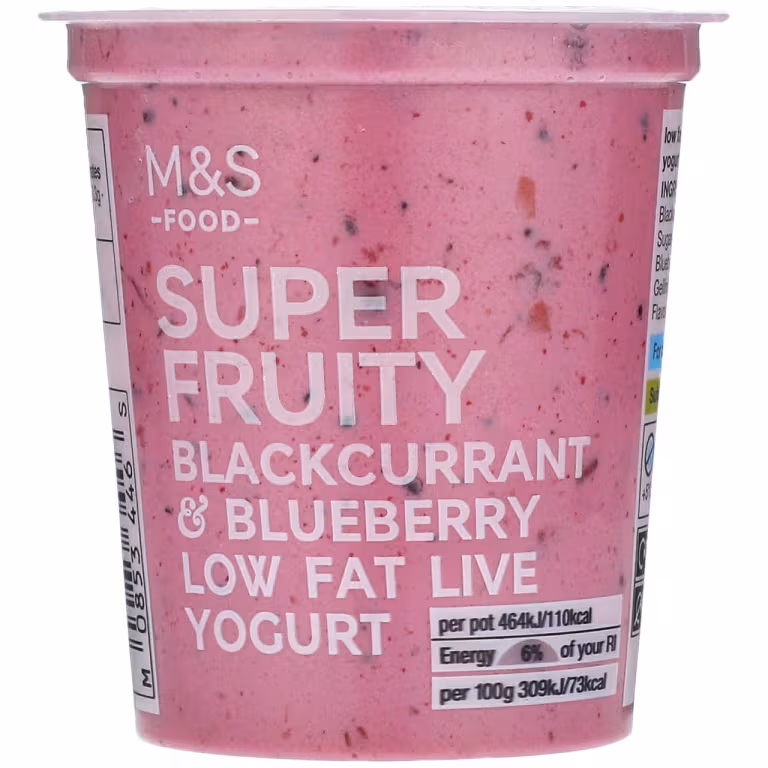 M&S Super Fruity Blackcurrant and Blueberry Low Fat Live Yogurt