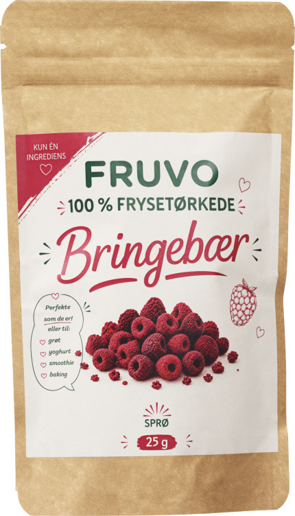 Bringebær Frysetørket 25g Fruvo