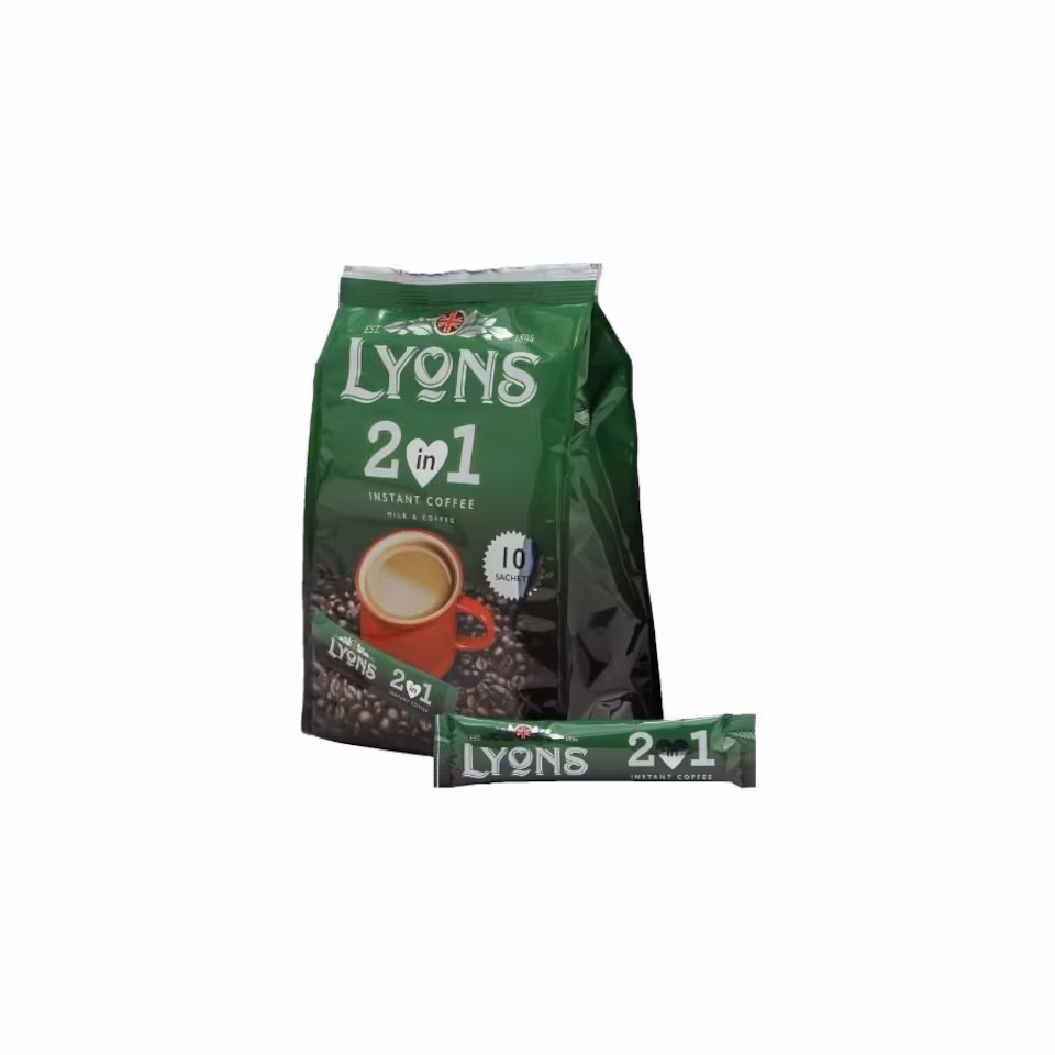 Lyons Instant Coffee 2 in 1 10 Sachets 16g | Green | Coffee | 1