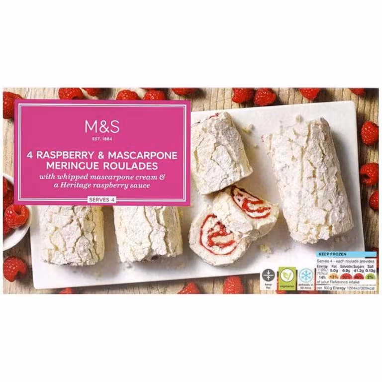 M&S 4 Raspberry and Mascarpone Meringue Roulades