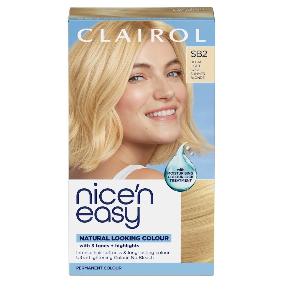 Clairol Nice'N Easy Crème Permanent Hair Dye SB2 Ultra Light Cool Summer Blonde
