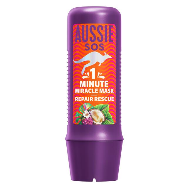 Aussie Sos 1 Minute Miracle Repair Rescue Mask To Deeply Nourish Dry Damaged Hair 250ml