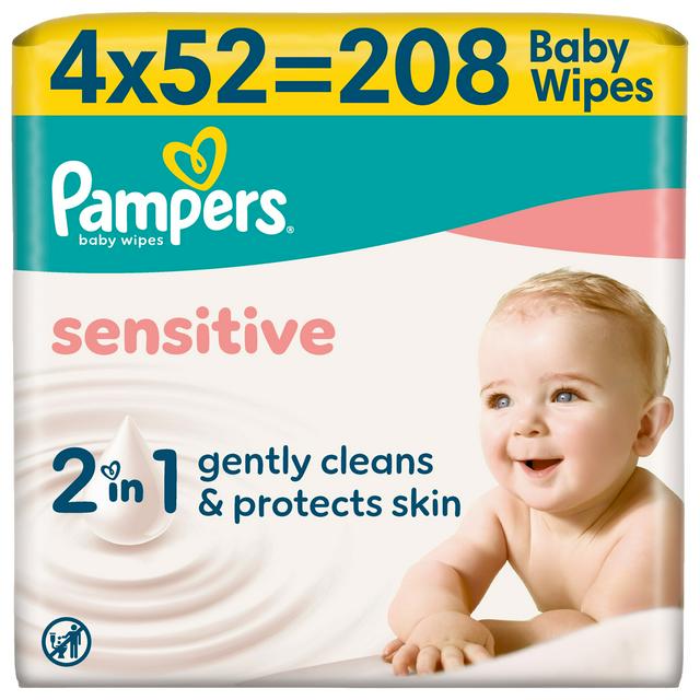 Pampers Sensitive 208 x Plastic Free Baby Wet Wipes