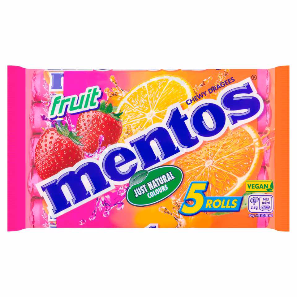 Mentos Fruit Che Wy Sweets 5 X 38 G