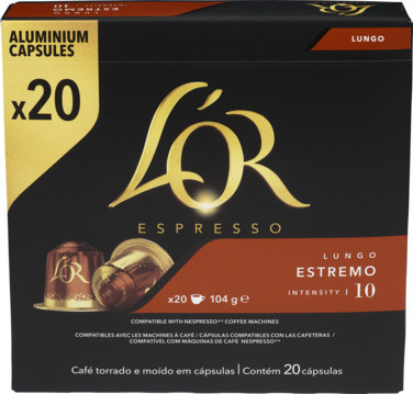 Lor Kaffekaps Lungo Estremo Ra 20stk