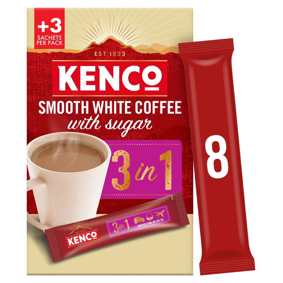 Kenco 3 in 1 Smooth White Instant Coffee Sachets 8 X 12.6g