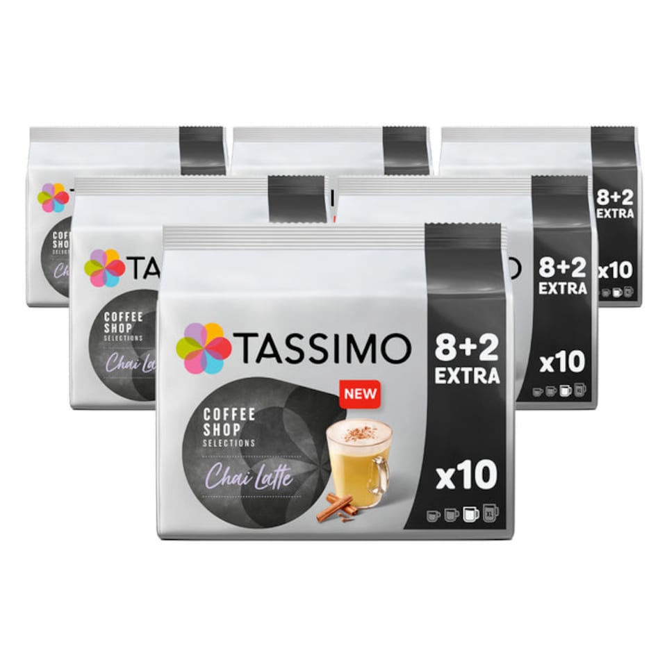 Tassimo Coffee Shop Selections Chai Latte Coffee Pods x10 (Pack of 5, Total 50 Capsules) Black Tea with Indian Spices & Creamy Milk