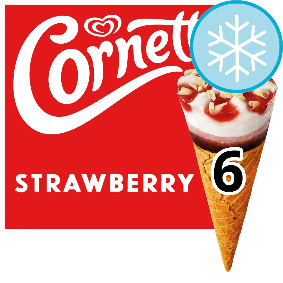 Cornetto Strawberry Ice Cream Cones 6x90ml