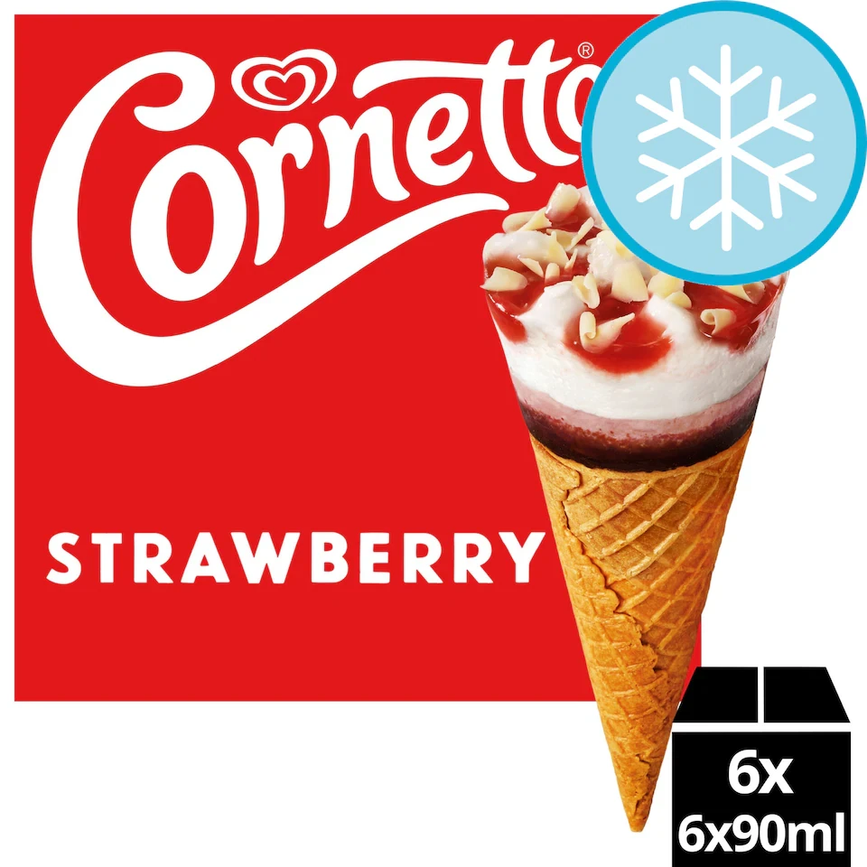 Cornetto Strawberry Ice Cream Cones 6x90ml