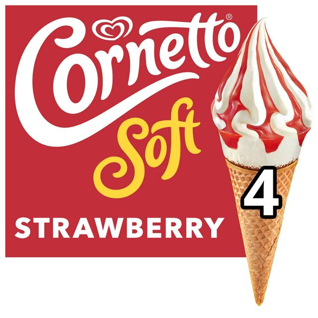 Cornetto Soft Strawberry Ice Cream Cone 4x140ml