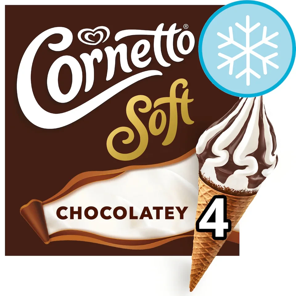 Cornetto Soft Chocolate And Vanilla Cones 4X140ml