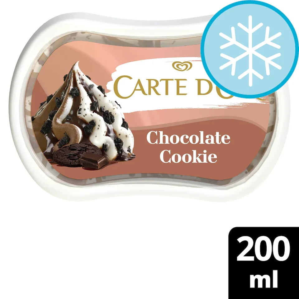 CARTE D'OR  INDLGNT CHOCOLATE COOKIE MINI ICE CREAM TUB 200ML