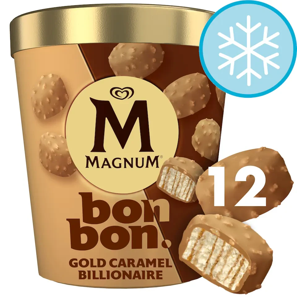 MAGNUM BON BON GOLD CARAMEL BILLIONAIRE ICE CREAM BITES 12 PACK 204ML