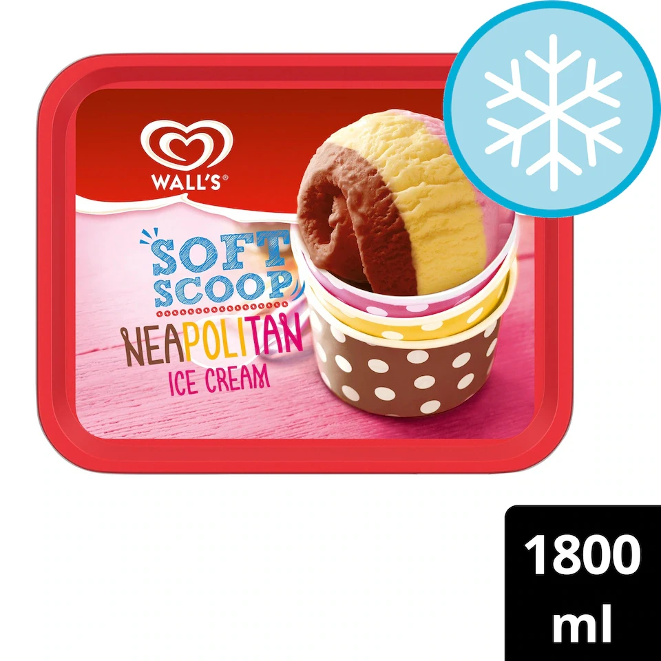 Wall's soft scoop neapolitan Ice Cream Tub 1800ml