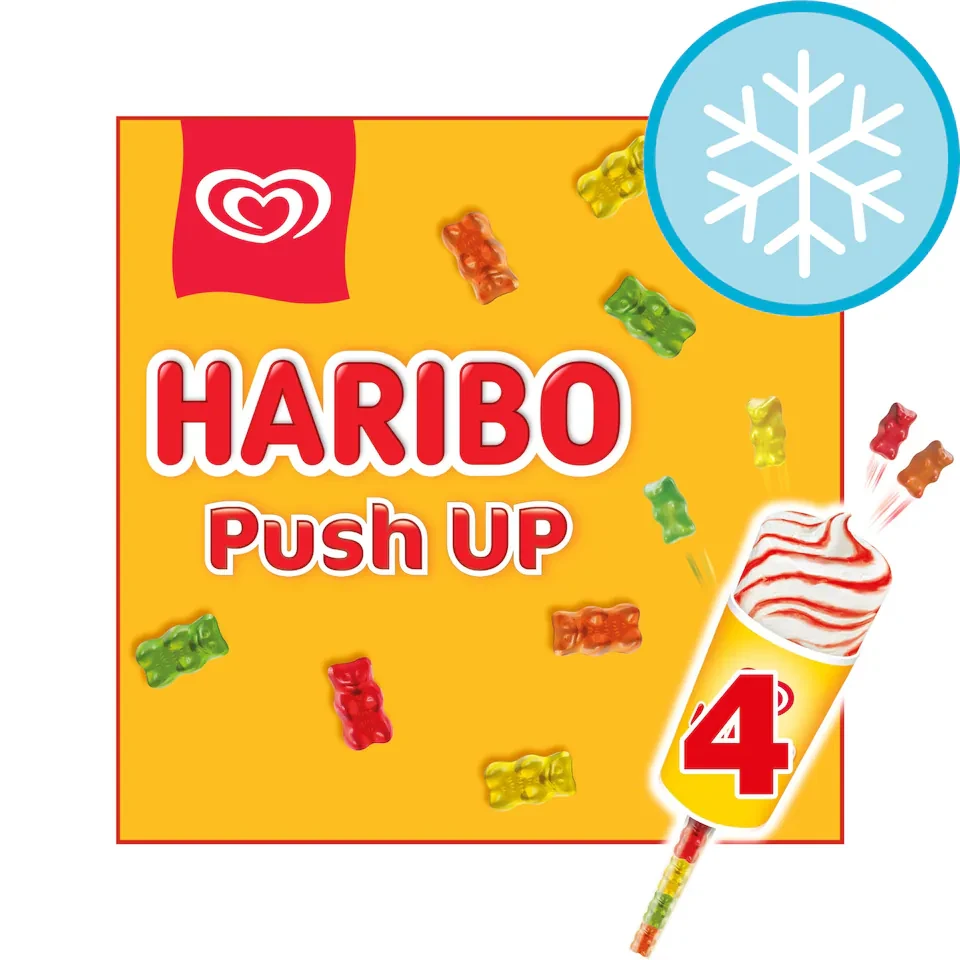 Wall's Haribo Push Up Vanilla & Strawberry Ice Cream Sticks 4 x 85ml