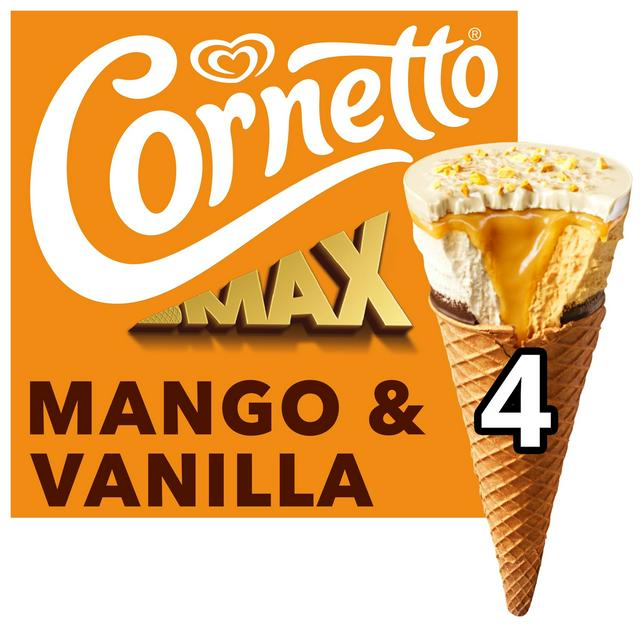 Cornetto Ice Cream Cones Max Mango & Vanilla 4 x 90ml