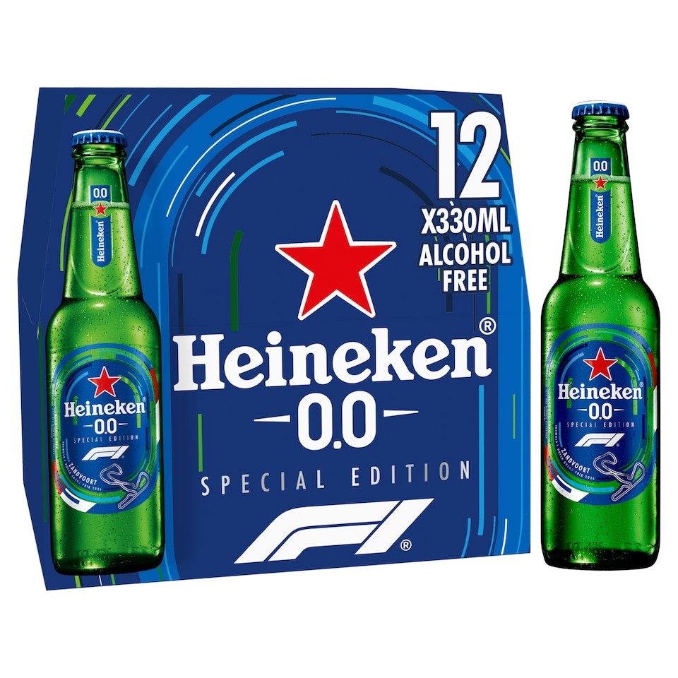 Heineken 0.0% Alcohol Free Lager Beer Bottle 12x330ml