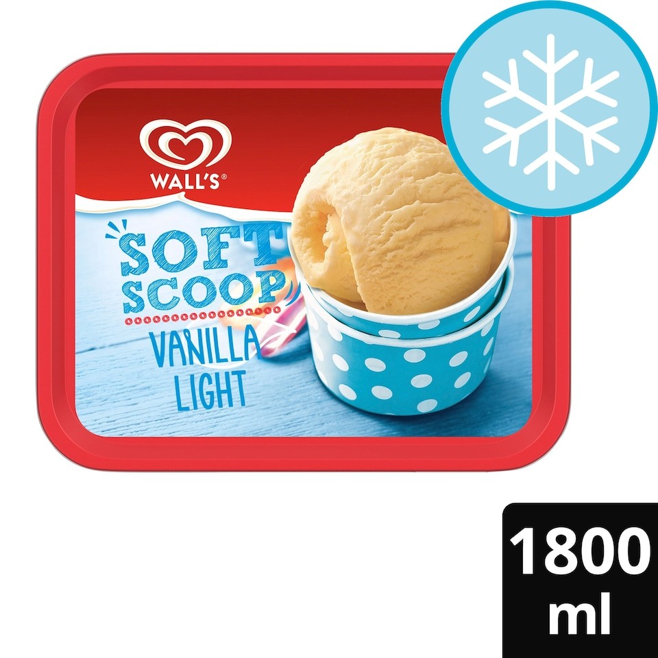 Walls Soft Scoop Vanilla Light Ice Cream Tub 1800ml