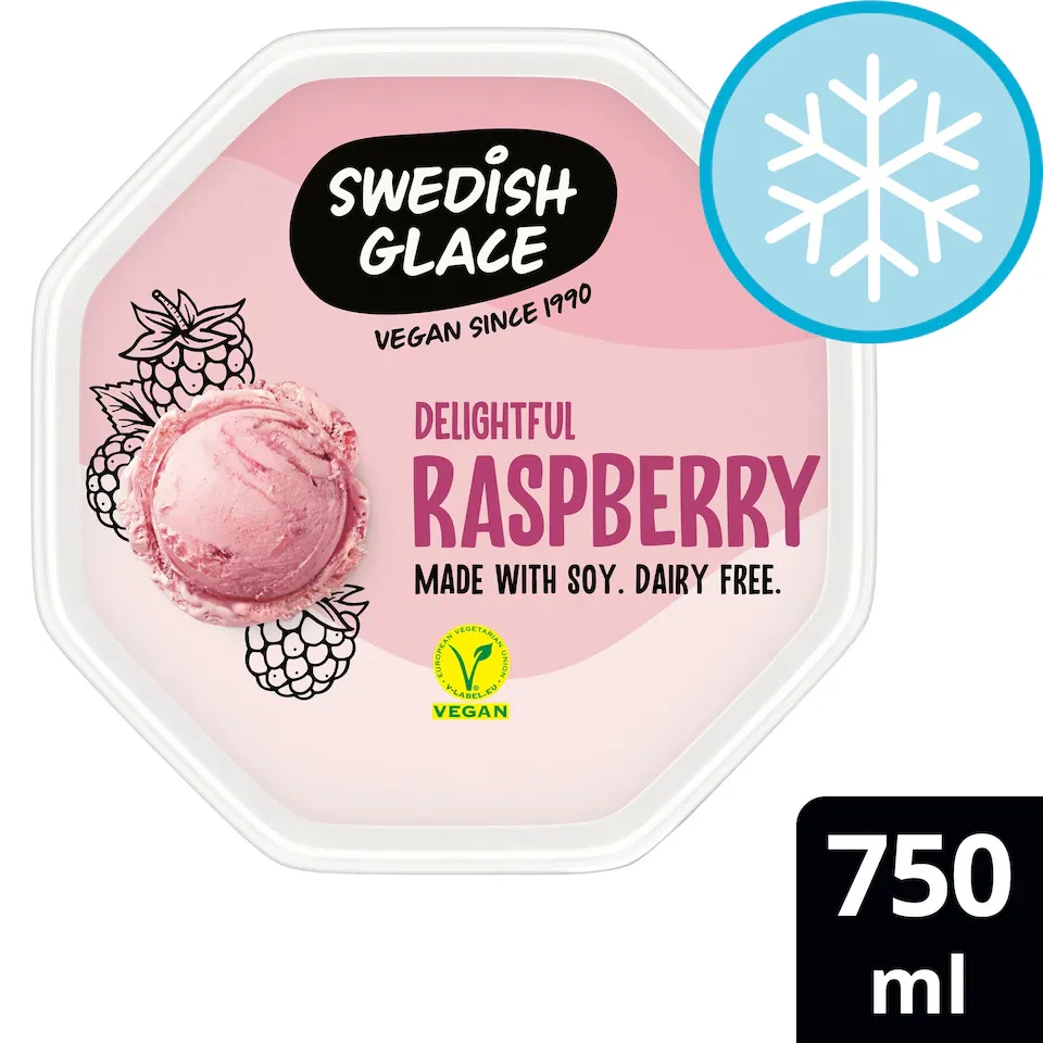 Swedish Glace Raspberry Non Dairy Vegan Ice Cream Tub 750ml