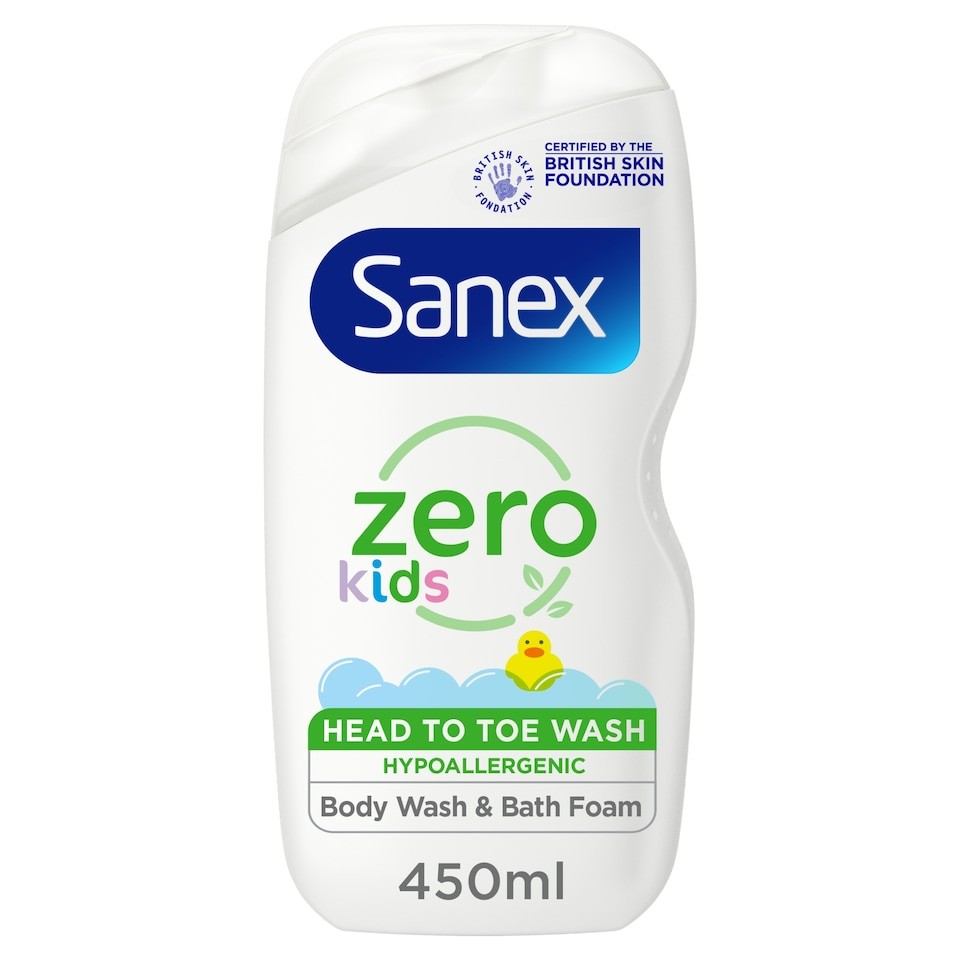 Sanex Zero% Hypoallergenic Kids Head to Toe Bubble Bath & Shower Gel 450ml