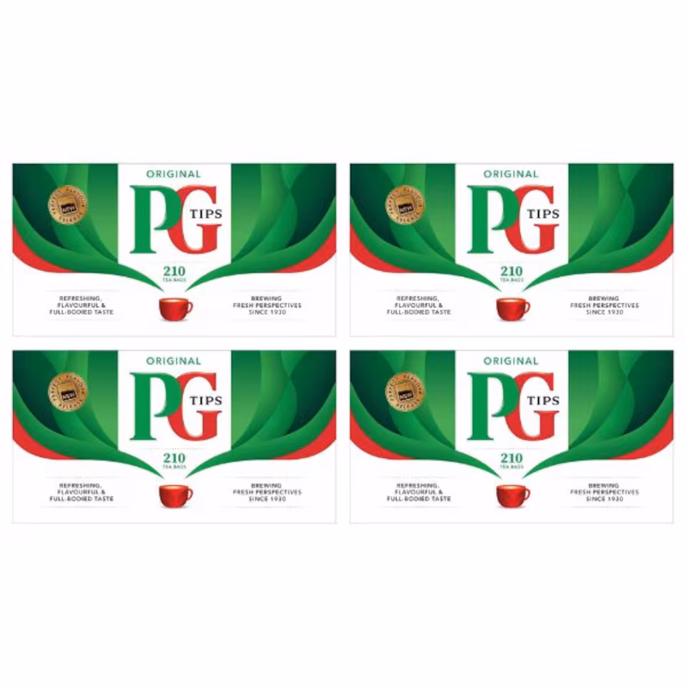 PG Tips Original | Black Tea Bags Bulk | Refreshing, Flavourful & Full-bodied | 4 x 210 Tea Bags | 840 Plant Based Biodegradable Teabags