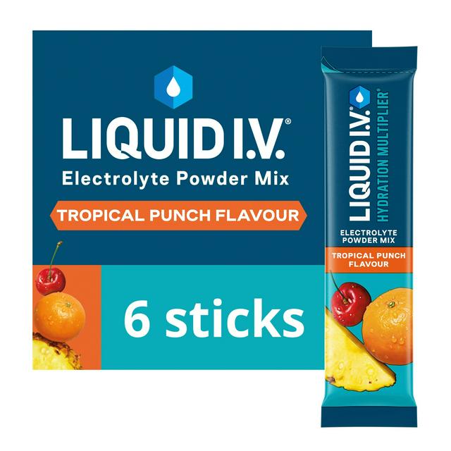Liquid IV 6 x Tropical Punch Hydration Multiplier Electrolyte Powder Mix Sachets