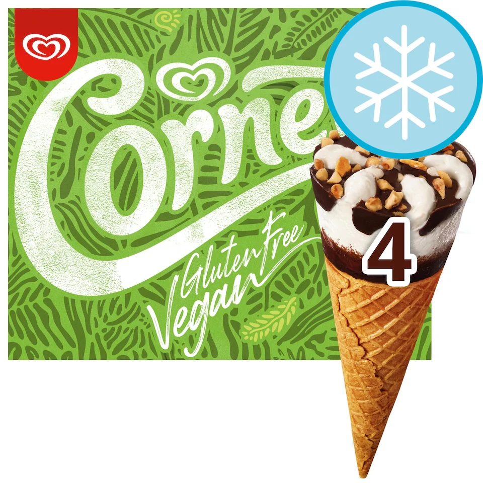 Cornetto Non Dairy Vegan Gluten Free Vanilla Ice Cream Cone 4x90ml