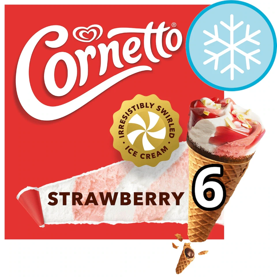 Cornetto Ice Cream Cone Strawberry 6x90ml