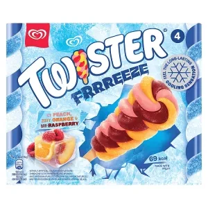 Heartbrand Twister Frrreeze Peach, Orange & Raspberry-apple Ice Lollies 4 x 70ml