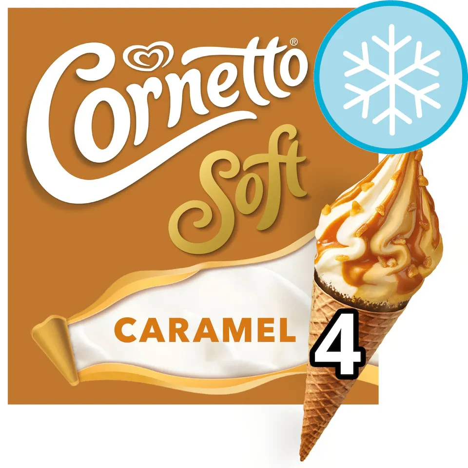 Cornetto Soft Caramel Ice Cream Cones 4X140ml
