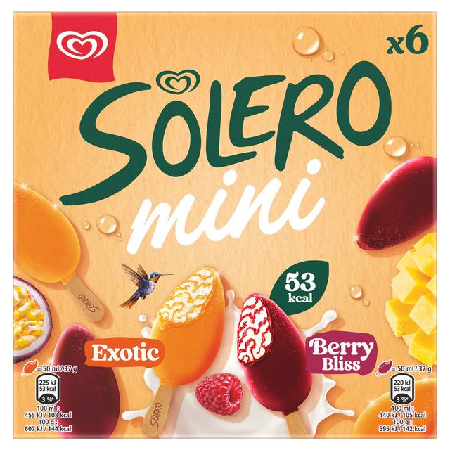Solero 6 x 50ml Mini Exotic & Berry Bliss Ice Cream Sticks