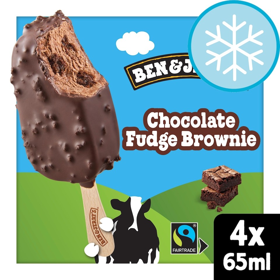 Ben & Jerry's Chocolate Fudge Brownie Ice Cream Sticks 4x65ml