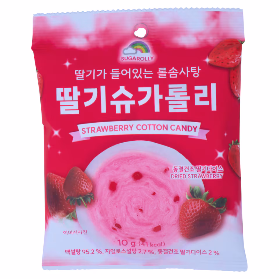 Sugarolly Strawberry Cotton Candy Roll 10g