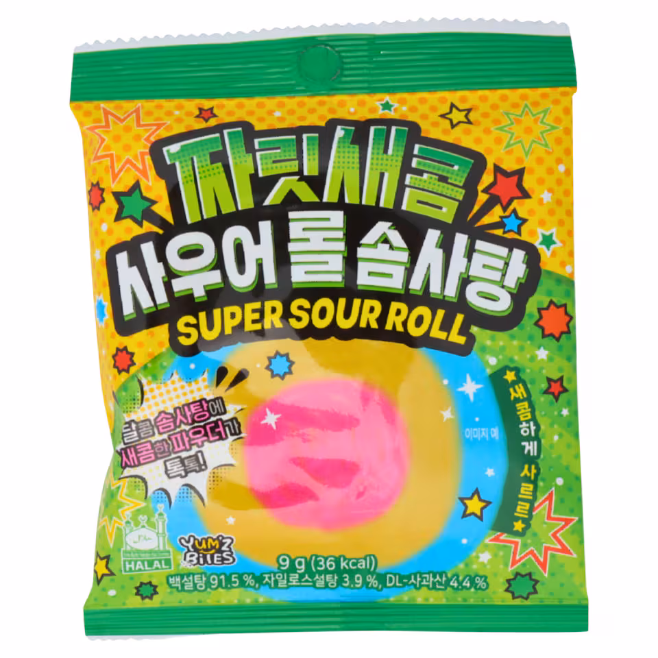 Yum'z Bites Super Sour Fruit Flavour Cotton Candy Roll 9g