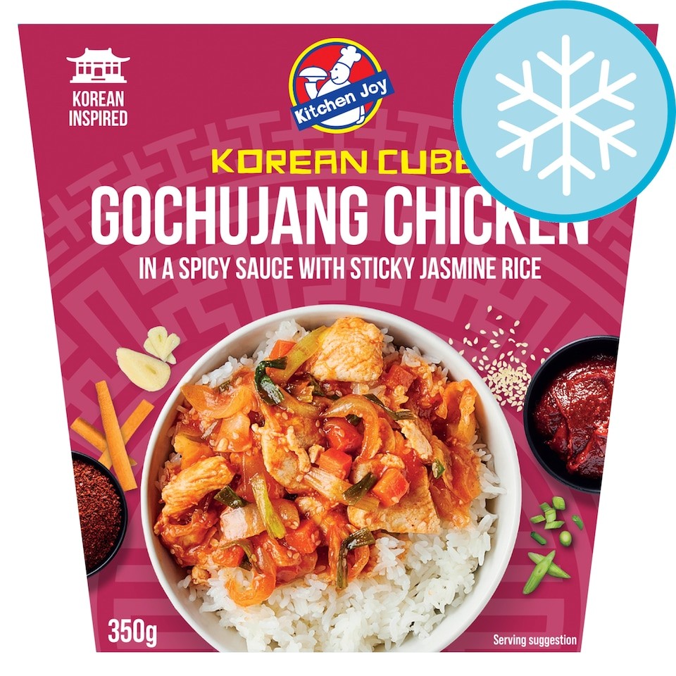 Kitchen Joy Korean cube Gochujang Chicken in a Spicy sauce with Sticky Jasmine Rice 350g
