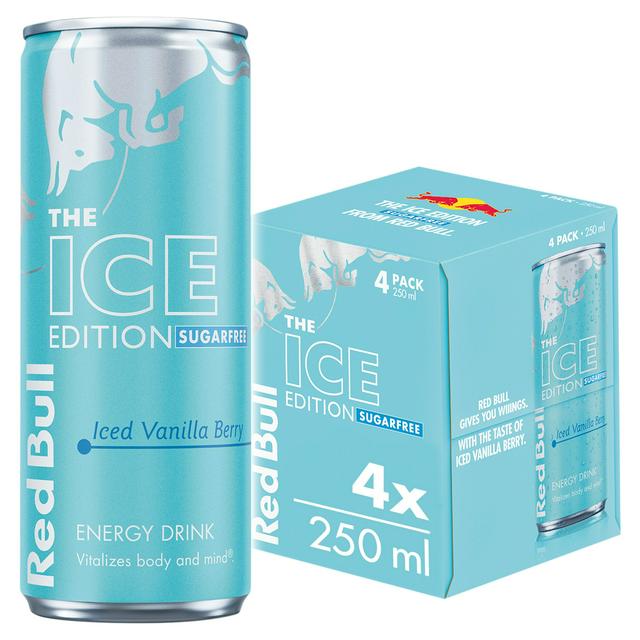 Red Bull Energy Drink Sugar Free Iced Vanilla Berry, Ice Edition 4 x 250ml