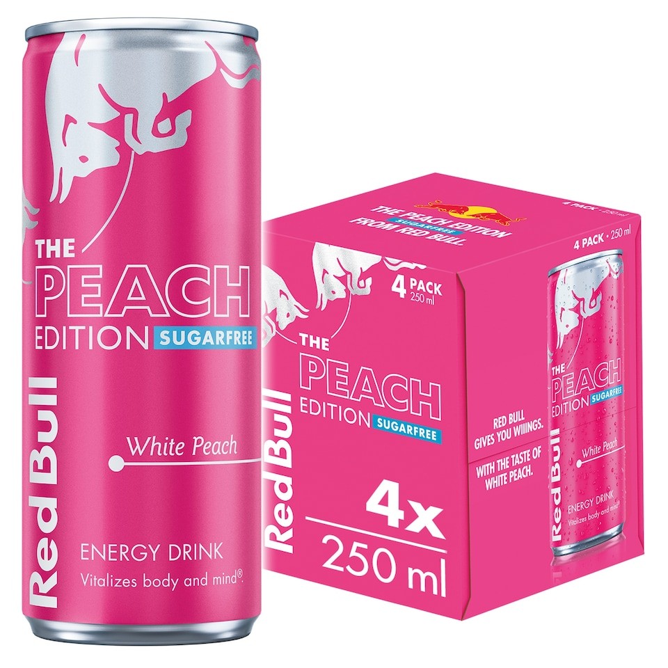 Red Bull Sugar Free Energy Drink Summer White Peach Edition 250ml X 4