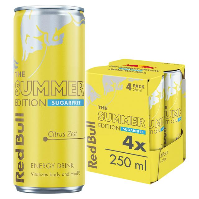 Red Bull 4 x 250ml Sugarfree Citrus Zest Energy Drink, Summer Edition